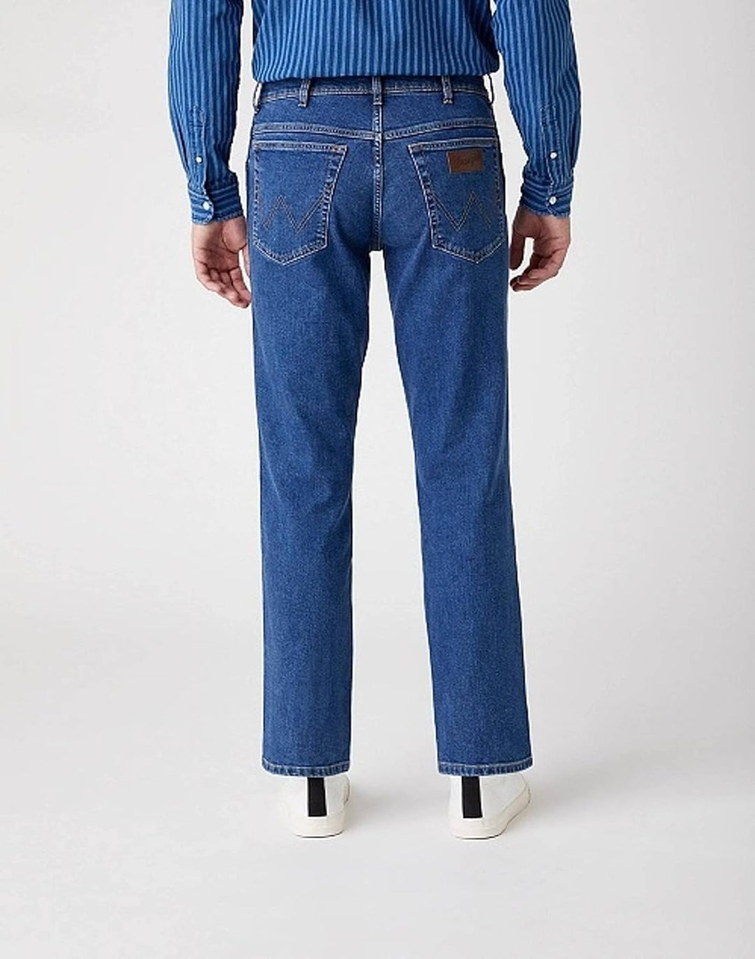 Wrangler Herren Jeans Texas - Regular Fit - Blau - Arm Strong W29-W50 Stretch 40W / 34L Best Rocks,