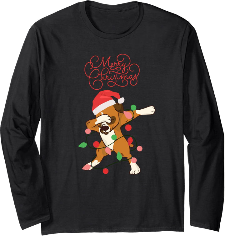 Dabbing Boxer Merry Christmas Xmas Deutsche Boxer Weihnachts Langarmshirt