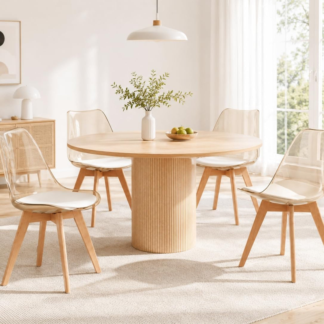 EGGREE 4er-Set Skandinavische SGS-geprüfte Esszimmerstühle, 4 Braune Transparente Küchenstühle mit M