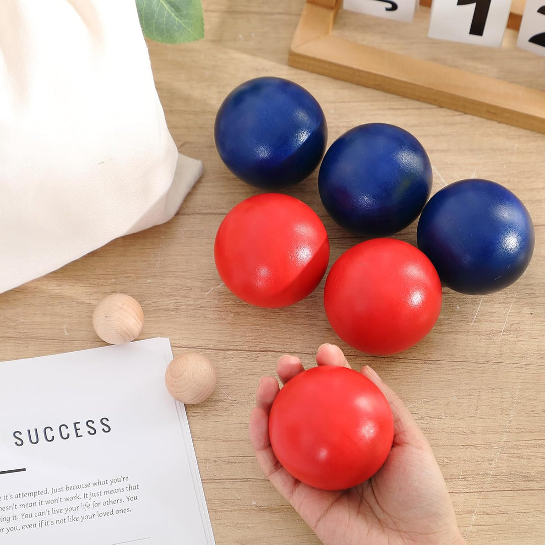 Photect Boule-Petanque-Set mit 6 Bunten Boccia-Kugeln aus Holz, 2 Zielkugeln und 1 Tragetasche aus C