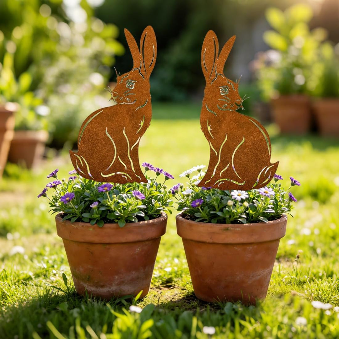 Gartenstecker Osterhase, Osterhase Gartendeko Rost, Gartendeko Stecker Oster-hase, Ostern Deko für G