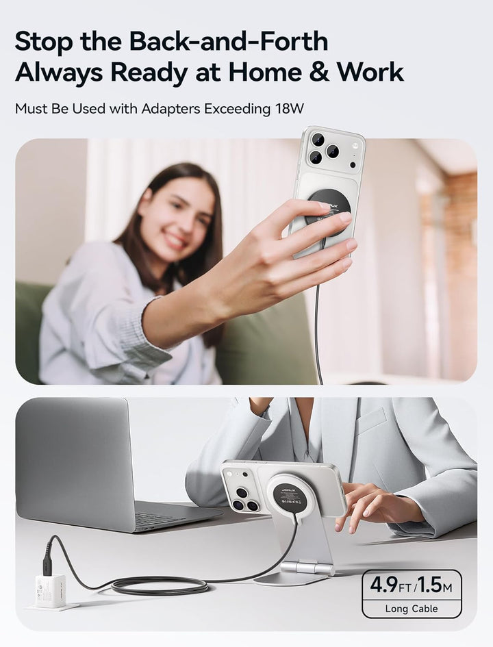 JSAUX 2-Pack Mag-Safe Ladegerät Magnetisches Kabelloses Wireless Charger Pad Induktive Kompatibel mi