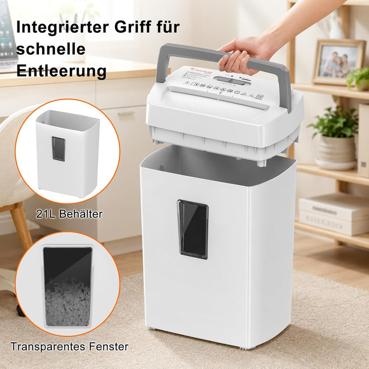 Bonsaii P-4 Mikroschnitt Aktenvernichter, zerkleinert bis zu 12 Blatt Papier auf einmal, mit Anti-Bl