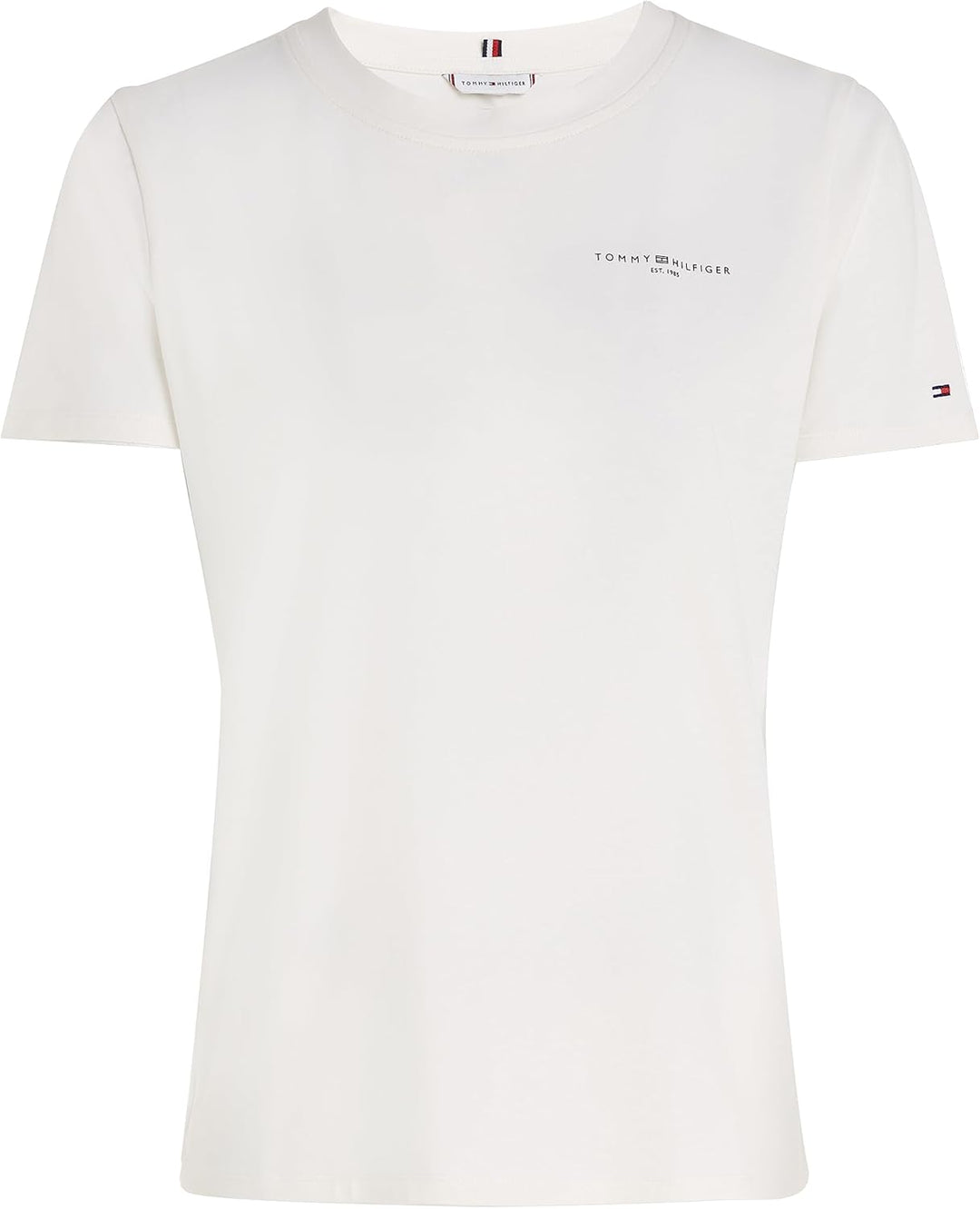 Tommy Hilfiger Damen T-Shirt Kurzarm 1985 Rundhalsausschnitt S Ecru, S Ecru