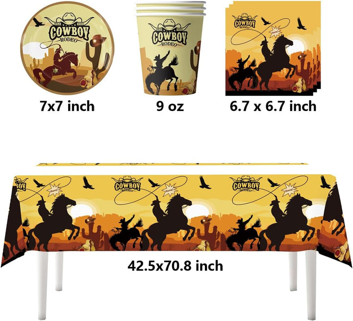 61 Stück Western Cowboy Geschirr - Kindergeburtstag Party dekorative Geschirr-Set - 20 Pappbecher 20