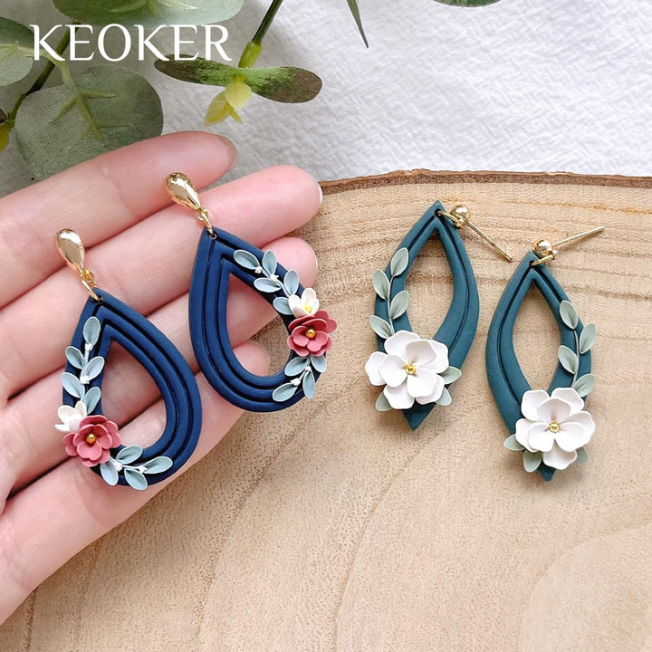 Keoker Organic Polymer Clay Cutters, 10 Shapes Extruded Polymer Clay Earring Cutters Boho Extrudiert