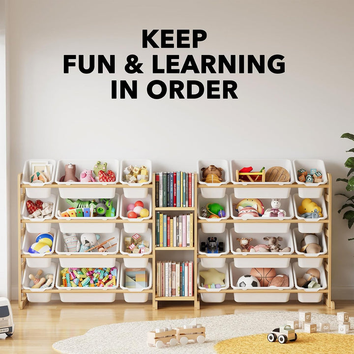 SpaceAid Grosser Spielzeug-Organizer mit 24 Behältern und 3 Regalen, Spielzeug-Organizer, Bücherrega