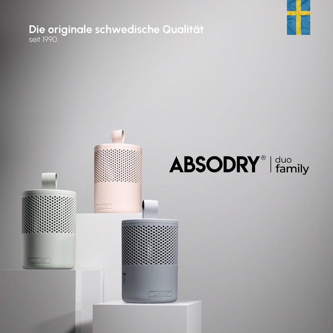 ABSODRY Luftentfeuchter ohne Strom bis - Inklusive Nachfüllpack - Aus recyceltem Kunststoff - Raumen