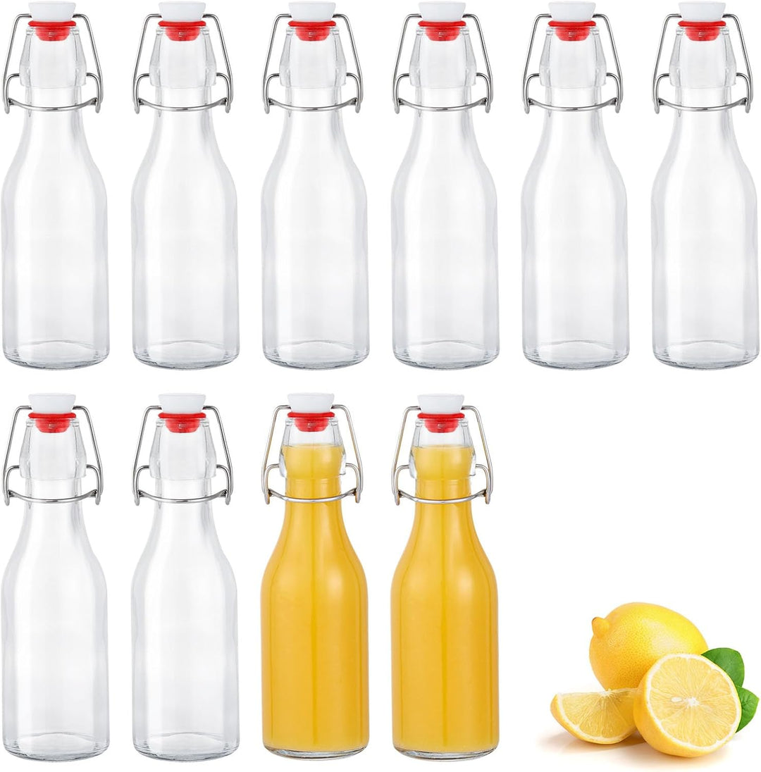Zanfqvo Glasflaschen 250ml mit Bügelverschluss, 10 Stück Kleine Flaschen Zum Befüllen, Bügelflasche