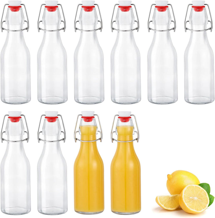Zanfqvo Glasflaschen 250ml mit Bügelverschluss, 10 Stück Kleine Flaschen Zum Befüllen, Bügelflasche