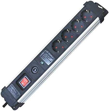 4-socket plugboard with power switch Silver Electronics 3680W Black 4 tomas, 4 tomas
