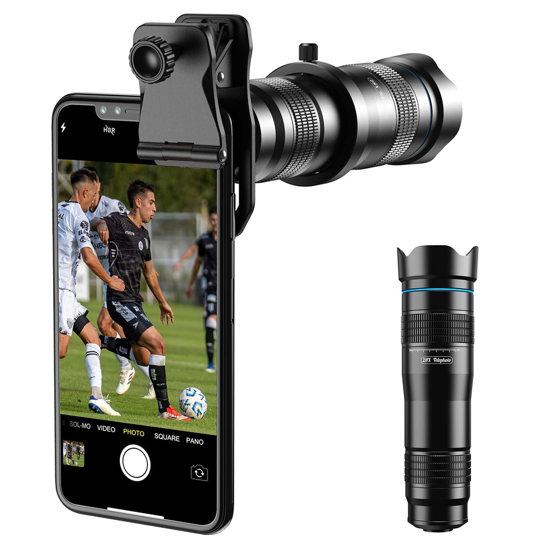 Apexel HD Handyobjektiv 28X Teleobjektiv mit Auslöser für iPhone Samsung, Huawei, Xiaomi Android Sma