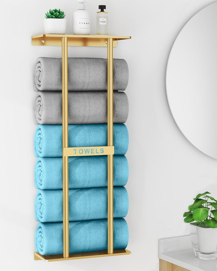 STWWO Handtuchhalter Wand Golden Grosse Handtuchregal Badezimmer 76cm Gästehandtuchhalter Wandmontag