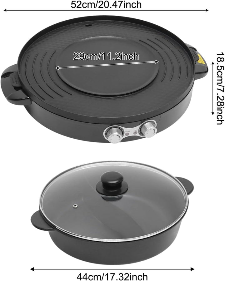 Food Party Hot Pot 220V 2200W Tischgrill Elektrisch Hotpot Topf Elektrogrill 2 in 1 Multifunktion El
