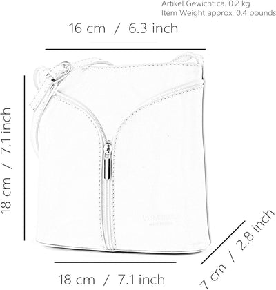 modamoda de - D19 - ital Kleine Umhängetasche aus Leder Dunkelgrau/Grau, Dunkelgrau/Grau