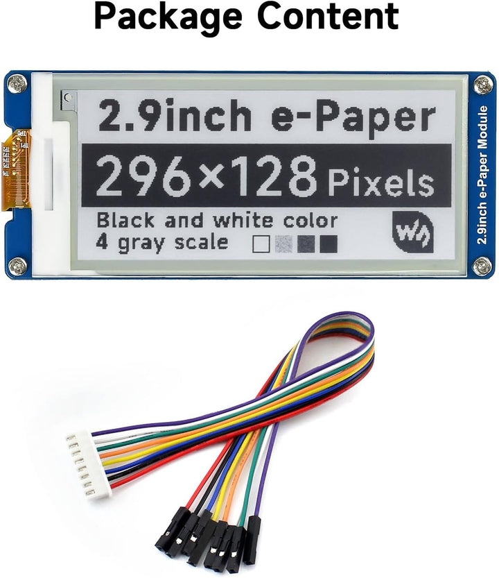 Waveshare 2.9 Inch E-Paper Display Panel Module Kit 296x128 Resolution E-Ink Electronic Screen for f