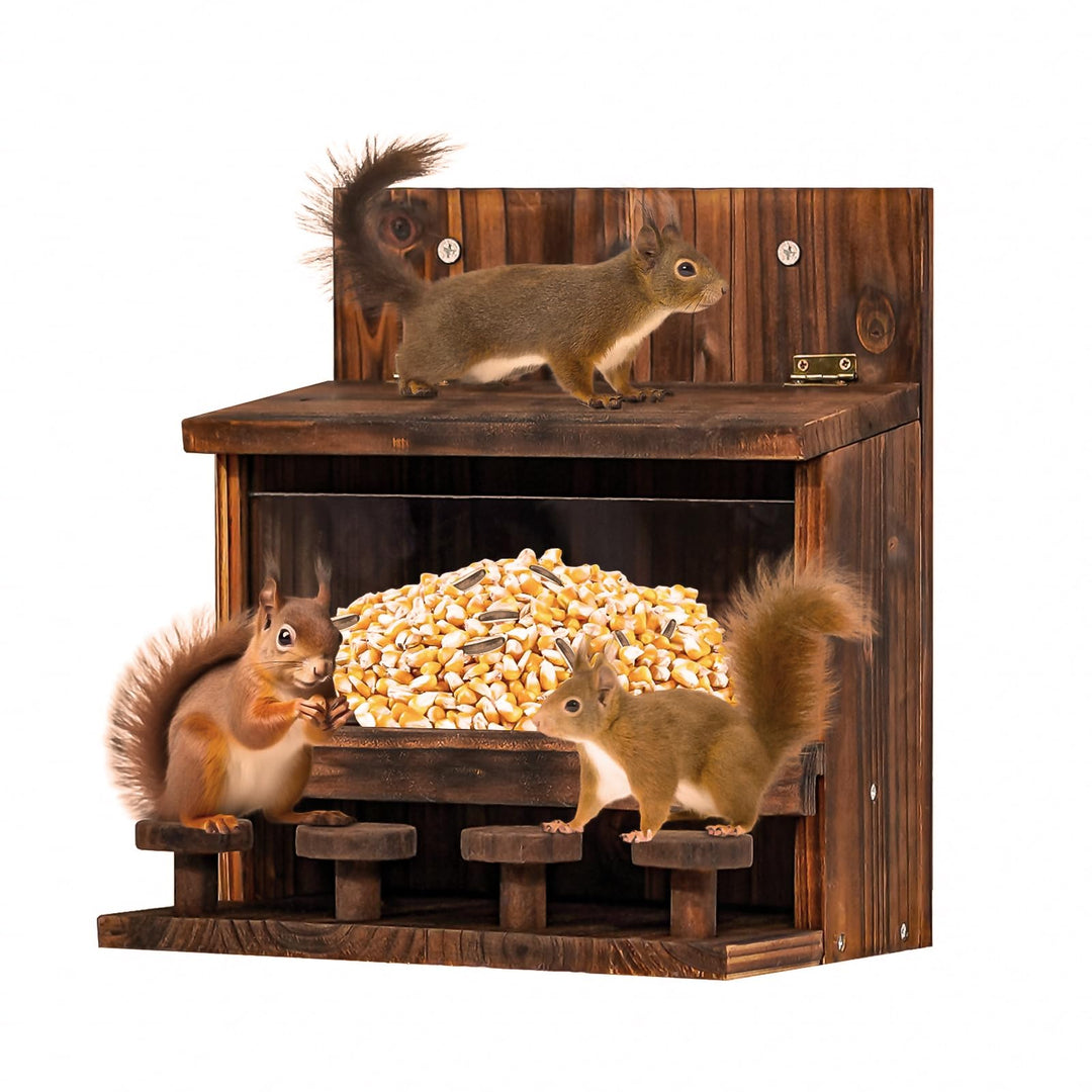 KHayRovies Eichhörnchen Futterhaus aus Holz, eichhörnchenhaus wetterfest für Draussen, Chipmunk Futt