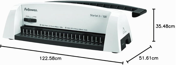 Fellowes Plastikbindegerät Starlet+ für Zuhause und das Home Office, Bindekapazität 120 Blatt, Stanz