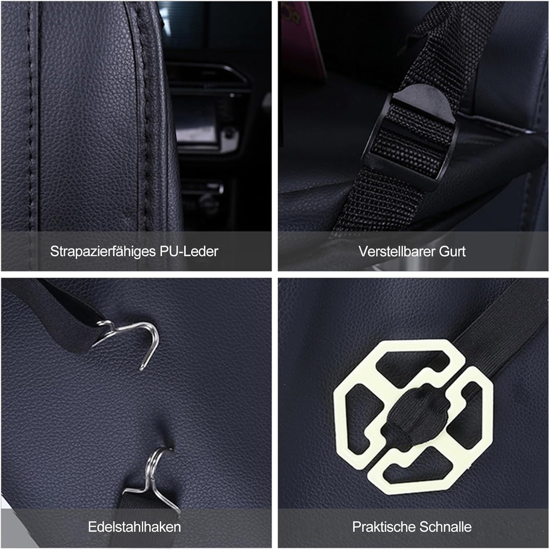 Ergocar Auto Organizer Rückenlehnenschutz Luxus Autositzschutz aus PU-Leder mit faltbarem Tablethalt
