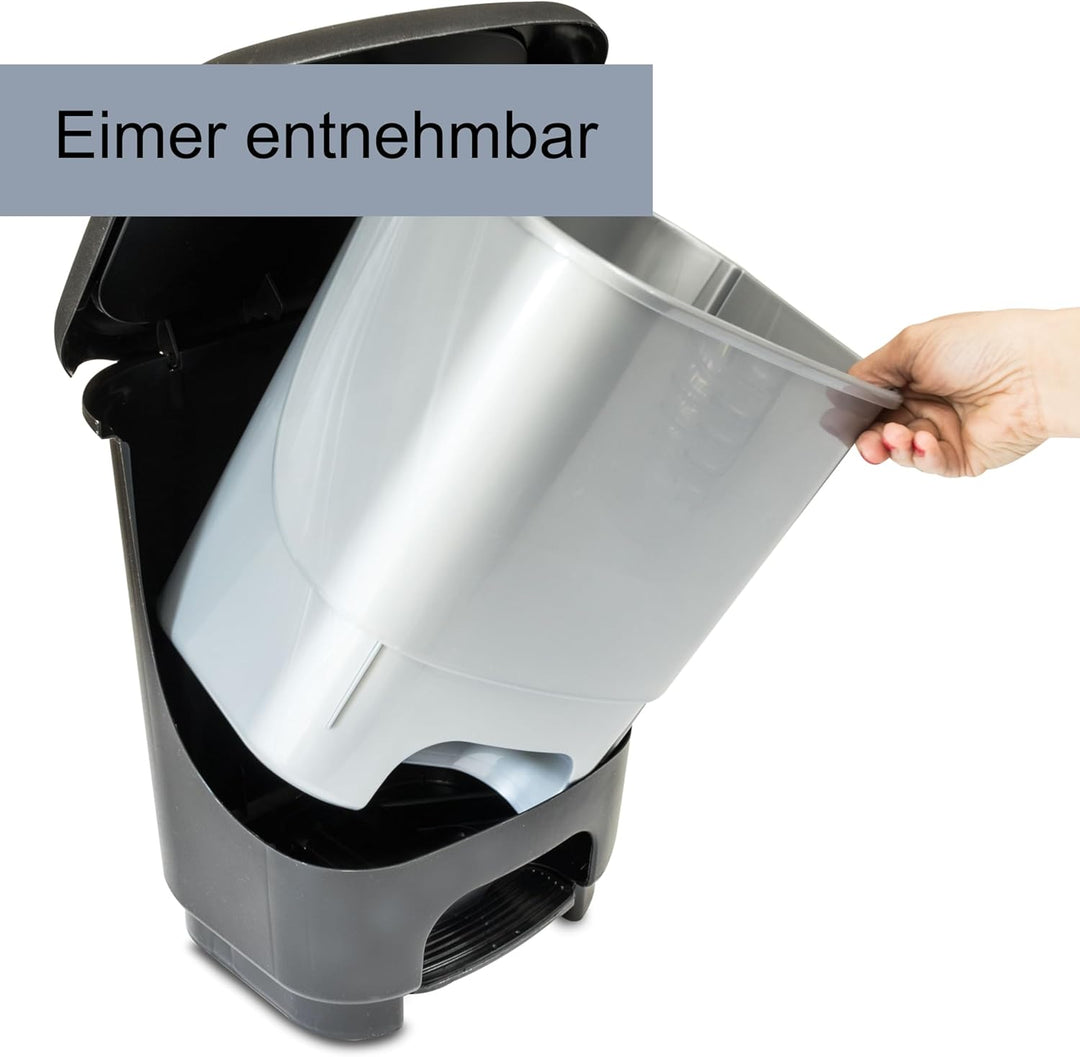 Hummelladen Mülleimer Treteimer 10 Liter eckig 27x23x32cm grau Kunststoff Klein separater Eimer Küch