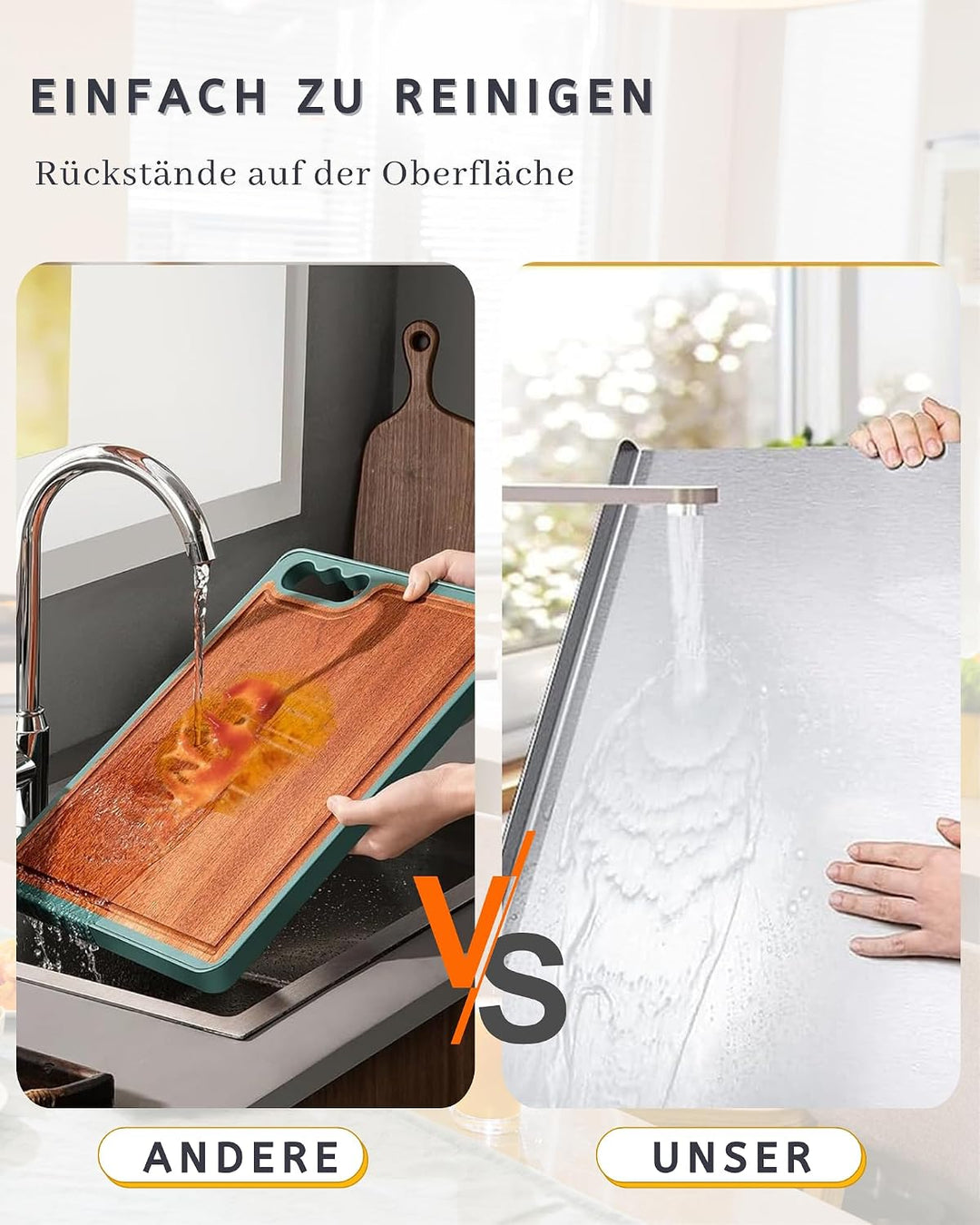 JanYoo Titan Schneidebrett, Edelstahl Schneidebrett Titanium Cutting Board | 30x40cm,2mm Schweres, K
