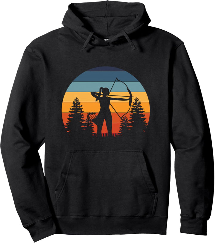 Bogenschiessen, Mädchen, für Bogenschützin, Vintage Retro Pullover Hoodie