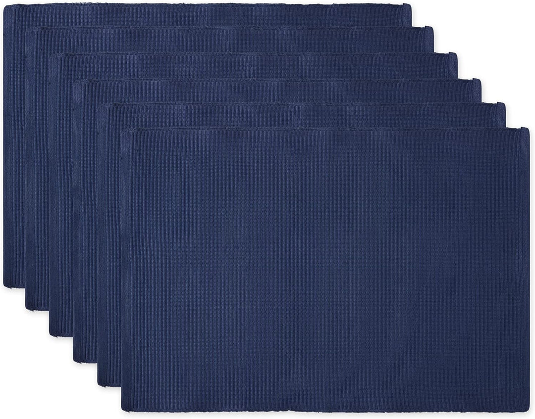 DII Basic Everyday Tischset aus 100% Baumwolle, gerippt, 33 x 48 cm, maritimblau, 6 Stück Nautisches