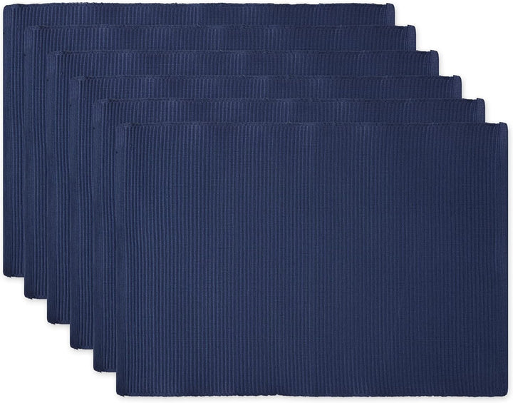 DII Basic Everyday Tischset aus 100% Baumwolle, gerippt, 33 x 48 cm, maritimblau, 6 Stück Nautisches