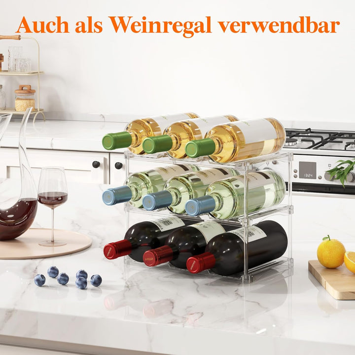 Lifewit Stapelbarer Flaschenhalter für Schrank, Gefrierschrank, Vorratskammer, Kunststoff Wasserflas
