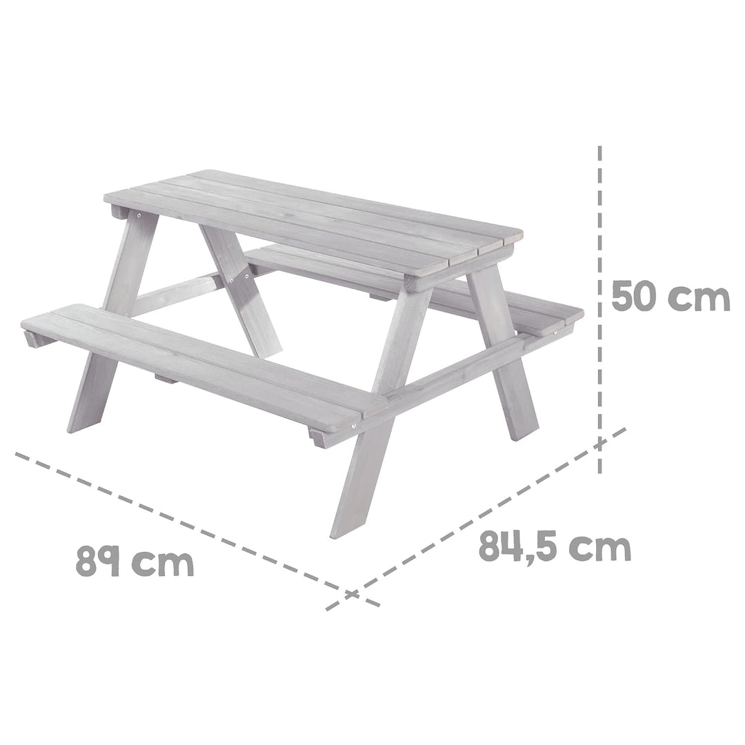 roba Kinder Outdoor+ Sitzgruppe - Picknick for 4 - Garten Sitzgarnitur aus wetterfestem Massivholz -