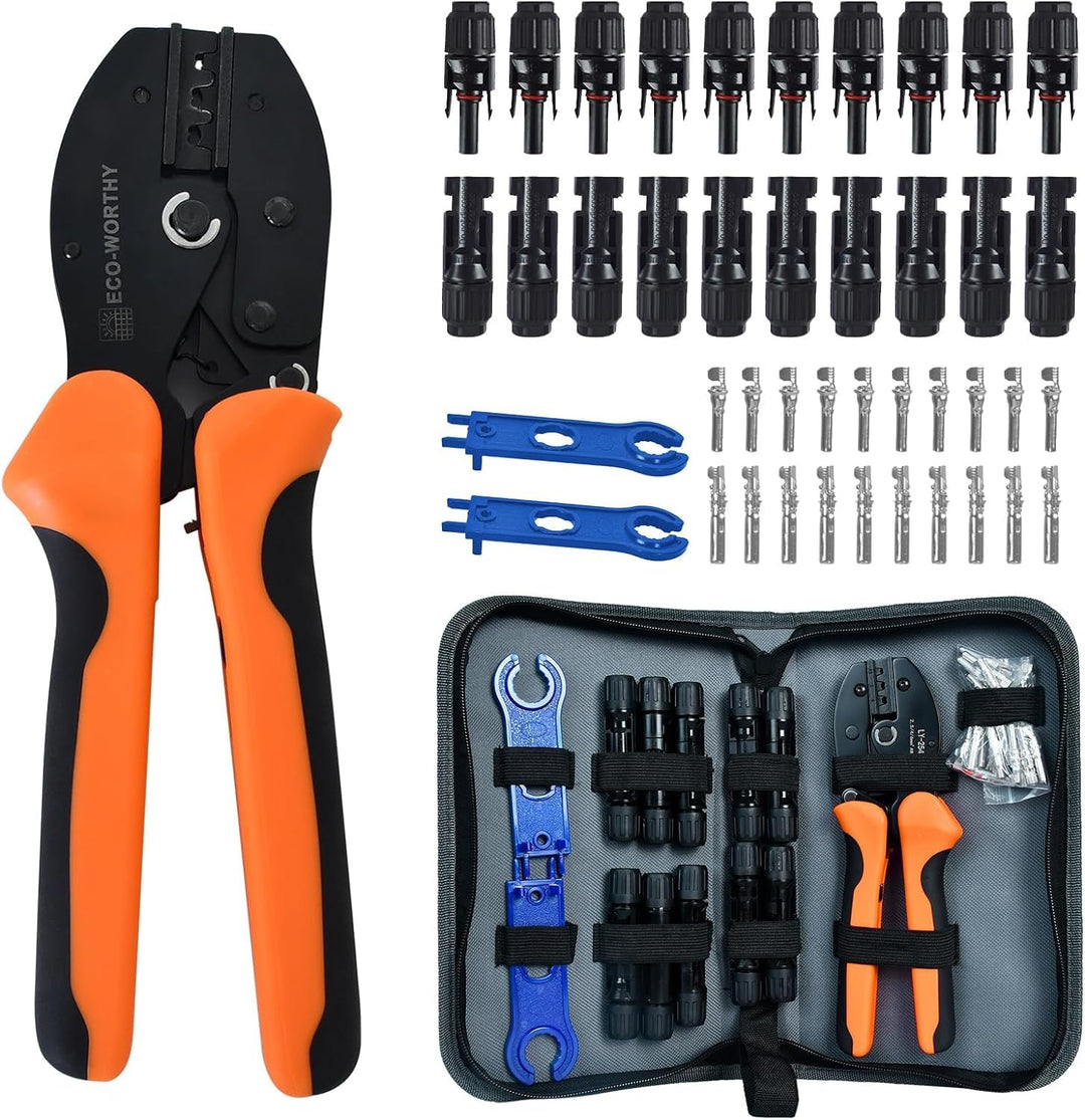ECO-WORTHY Solar Stecker Crimpzange Set für 2,5/4/6mm² Solarpanel Solarkabel, 10 Paar Solarstecker +