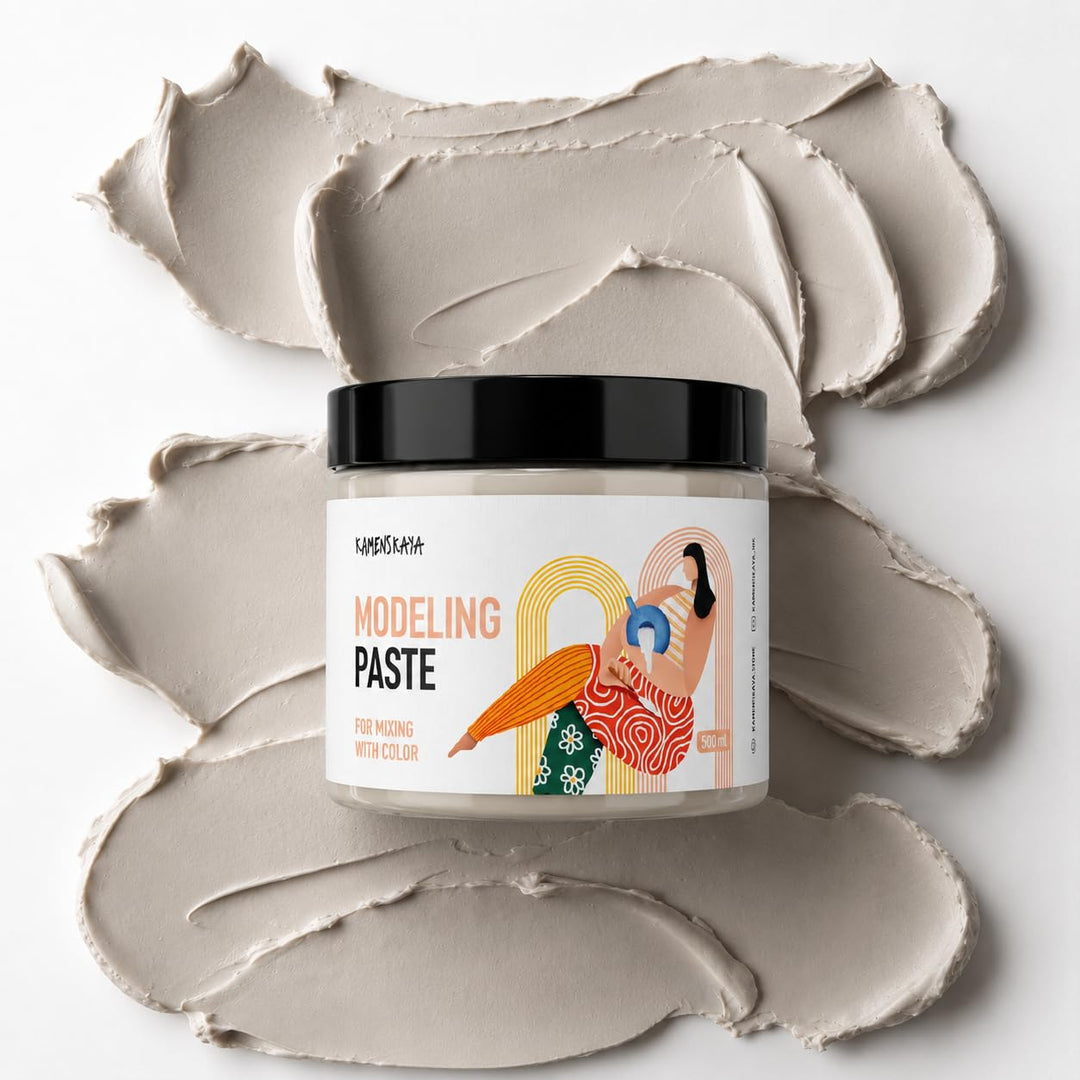 KAMENSKAYA Strukturpaste für Acrylmalerei, 500 ml (815 g) Fein Elfenbein 500 ml, Fein Elfenbein 500