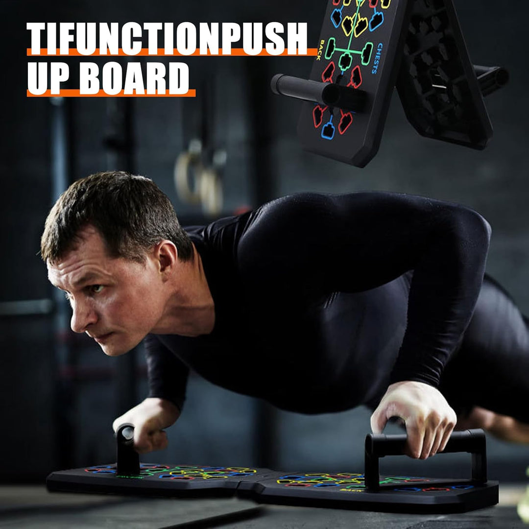 Tragbare Liegestützbrett mit Liegestützgriffe, Faltbares Push Up Board für Zuhaus, Multifunktionelle