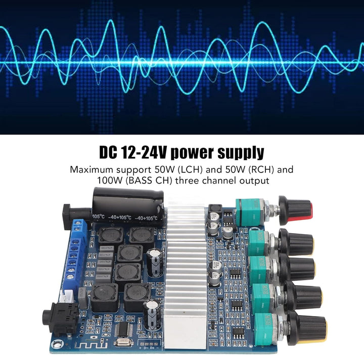 TPA3116D2 Leistungsverstärkerplatine, 2 X 50 W + 100 W DC 12 V-24 V 2.1 Hochleistungs-Stereo-AMP-Mod