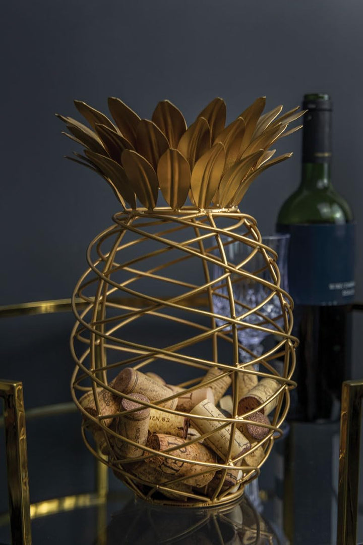 BARCRAFT Weinkork-Sammler, Ananas-Form, Metall, Goldfarben, 20 x 28cm