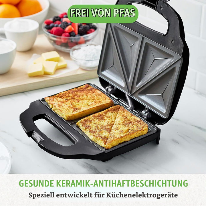 GreenChef Electric Sandwichmaker, PFAS-freie Gesunde Keramik-Antihaft, Panini, Sandwichtoasts, Grill