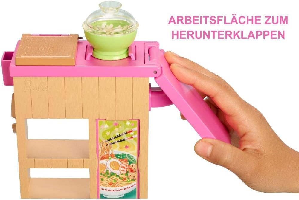 Barbie GHK44 - Pasta-Spielset und Puppe (brünett) und Arbeitsbereich, mit Zubehör und Spielknete, Sp