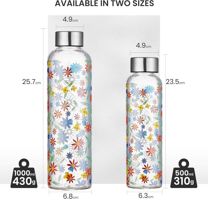 500ml Glasflasche Trinkflasche Glas Sport Borosilikat Glass Bottle Wasser Flasche mit Neopren-Hülle