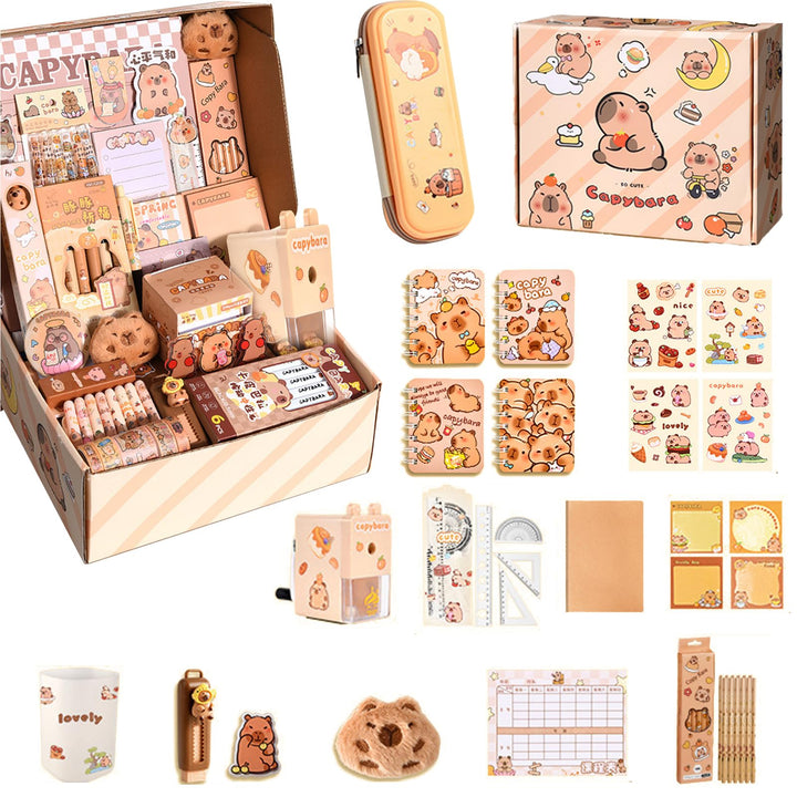 Capybara Schreibwaren Set |Capybara Sachen Federmäppchen Aesthetic Gross Mit Bleistifte, Aufkleber,
