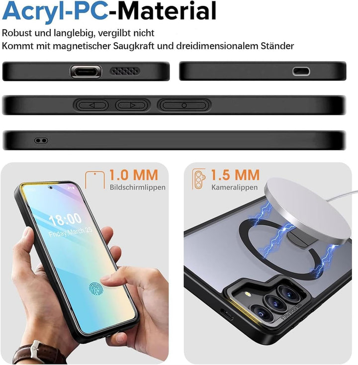 Verco Handyhülle für Samsung Galaxy S25 Plus Hülle, Kompatibel mit Magnet Ladepads Metall Ständer Ma