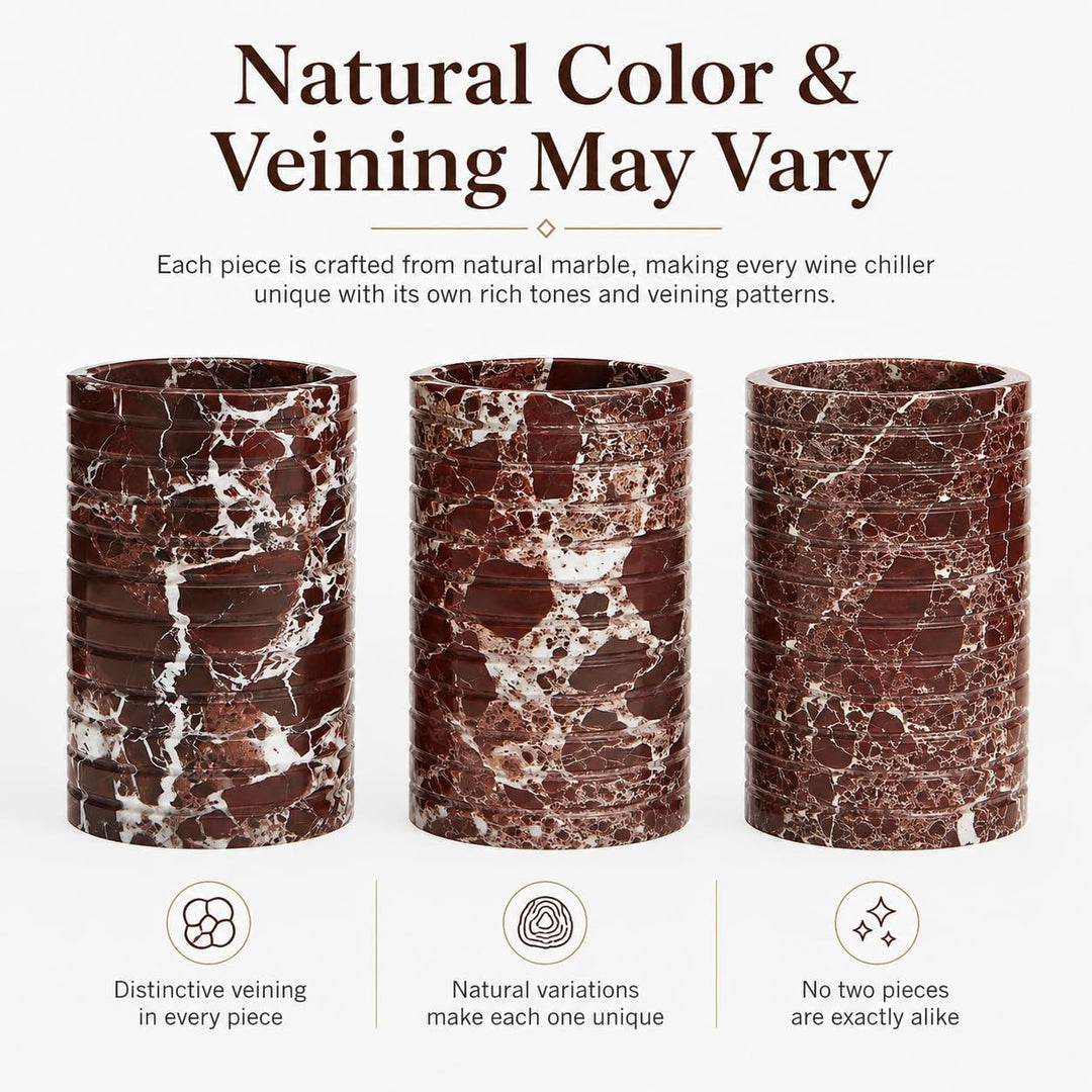 Marmor Weinkühler für 750 ml Flaschen, violett-rote Naturstein Deko | Red Stone Weinflaschenkühler,