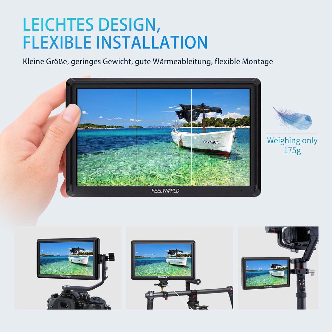 FEELWORLD FW568V3 DSLR Field Monitor 6 Zoll 3D LUT Waveform Vector Scope 1920x1152 4K HDMI Bildschir