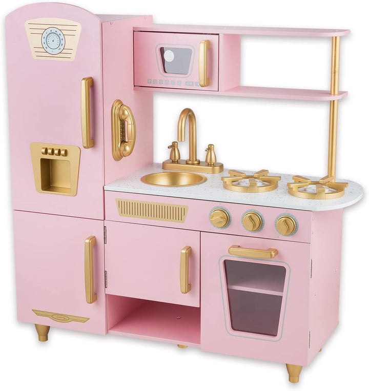 Hölzerne Kinderküche, Kinderspielküche mit Spüle Herd Backofen, Holzküche Spielzeugküche, Spielküche
