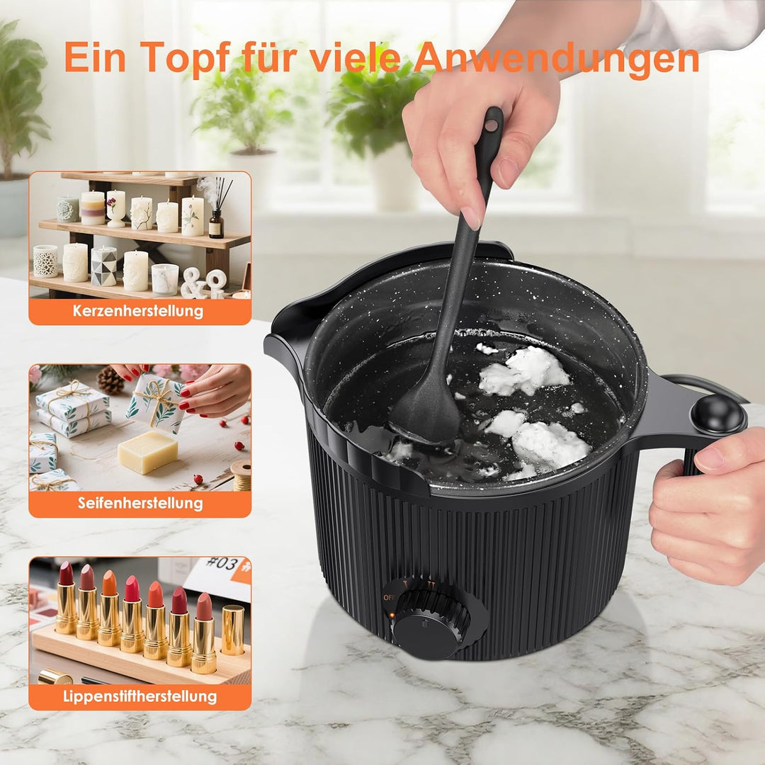 venpow Wachsschmelztopf mit Ausgiesser, kerzen selber machen set für erwachsene Anfänger, 1,5L gross