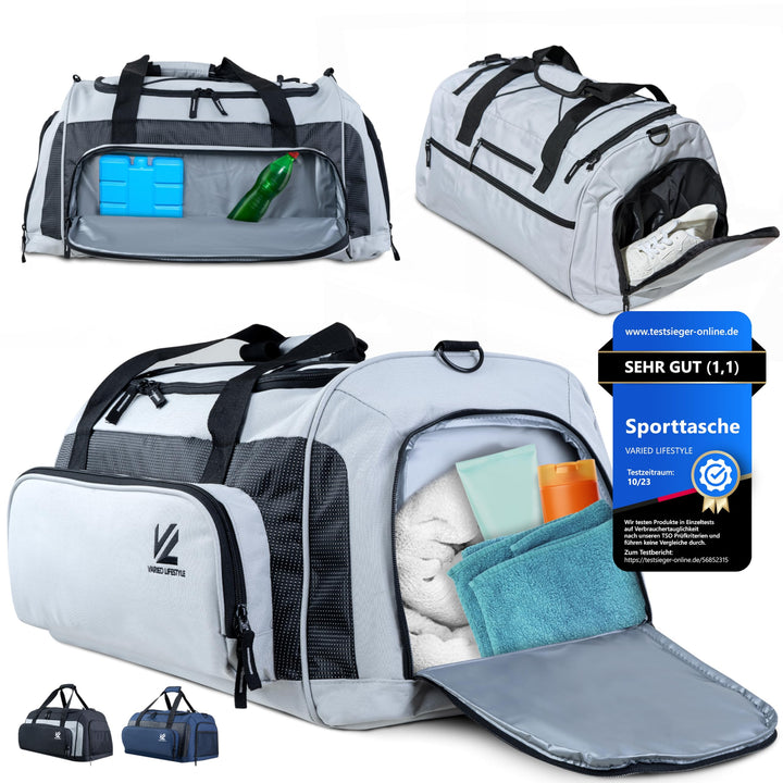 VL® Sporttasche Gross mit Schuhfach, Nassfach &amp; [Isoliertes Kühlfach] Saunatasche &amp; Reisetasche für