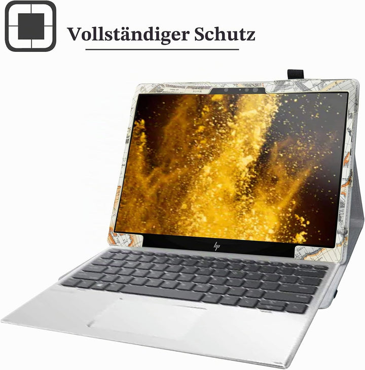 LiuShan Kompatibel Mit HP Elite X2 G4 Tablet-Hülle, PU-Leder, Schmal, Mit Standfunktion für 12.3 Zol