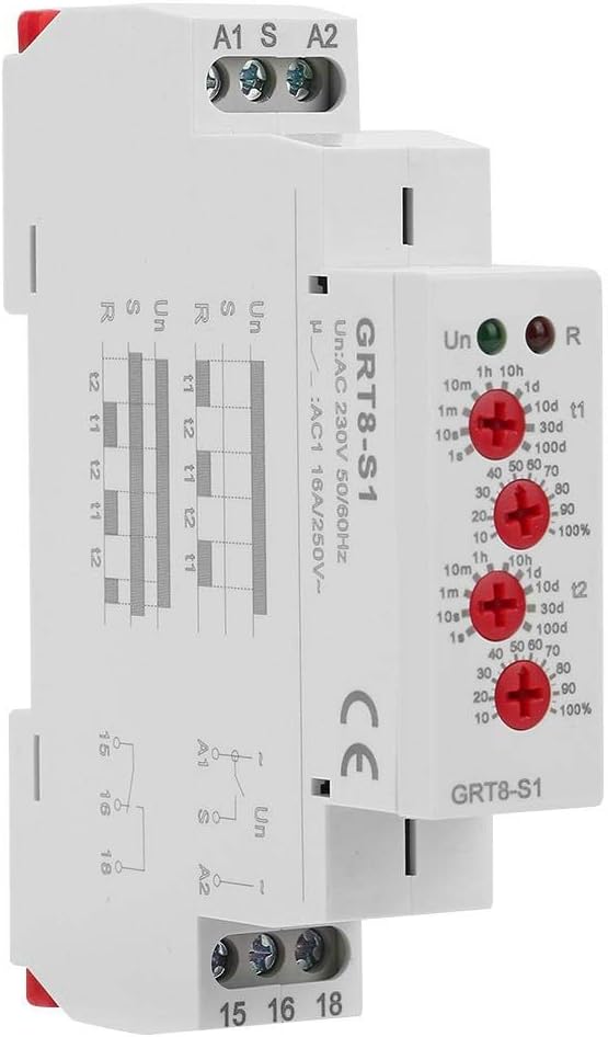 Zeitrelais, GRT8-S1 AC 230 V Mini Asymmetrischer Zyklus-Timer EIN/AUS Wiederholungszyklus-Zeitrelais