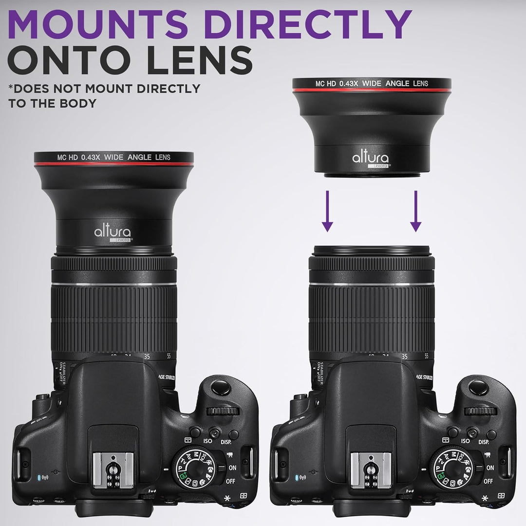 Yuhtech 58MM 0.43x Altura Photo Professional HD Weitwinkelobjektiv (mit Makroteil) für Canon EOS Reb