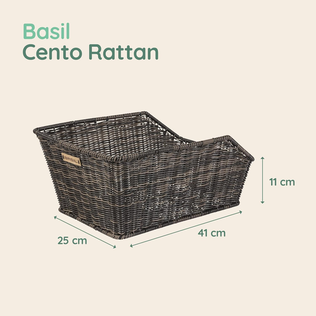 Basil Hinterradkorb Cento-Rattan Look Braun Single, Braun Single