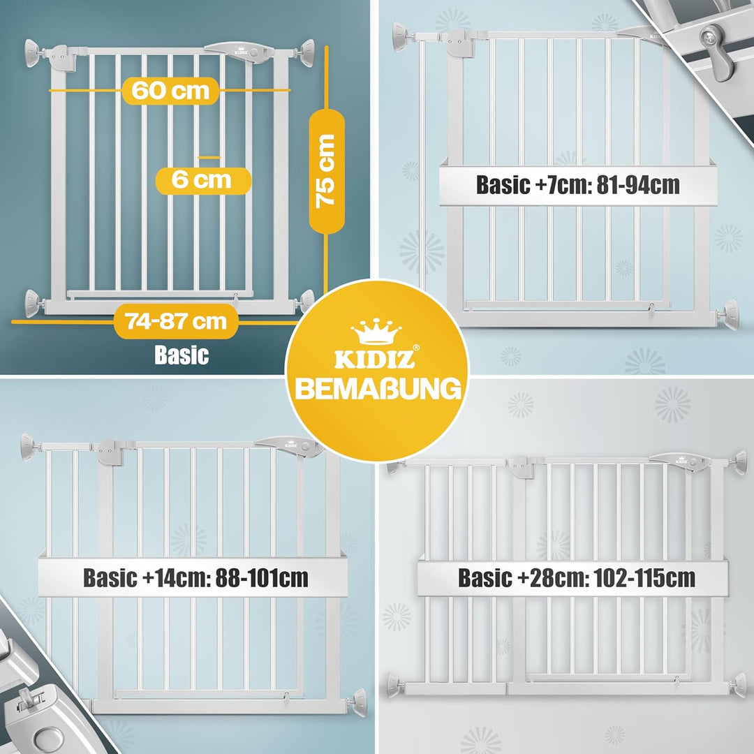 KIDIZ® Türschutzgitter Absperrgitter Treppengitter Kindergitter | Gitter Haustier | ohne Bohren | be